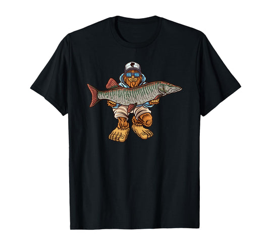 Muskie Fishing Tiger Musky Hunting Bigfoot Fishermen T-Shirt