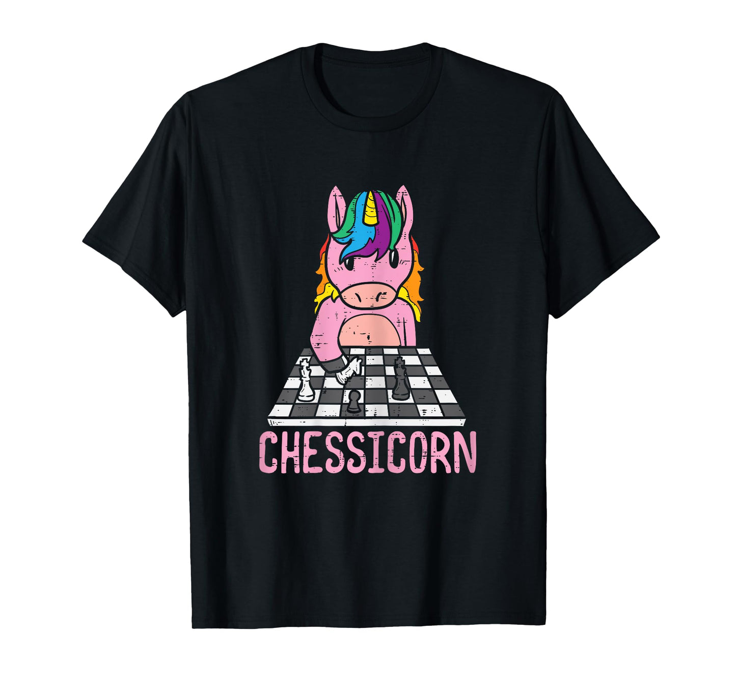 Chessicorn Unicorn Playing Chess Player Women Girls Kids T-Shirt