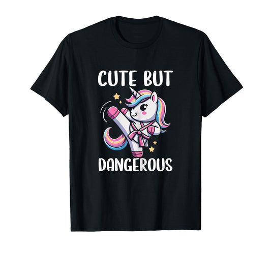 Cute But Dangerous Unicorn Karate Girl Taekwondo T-Shirt