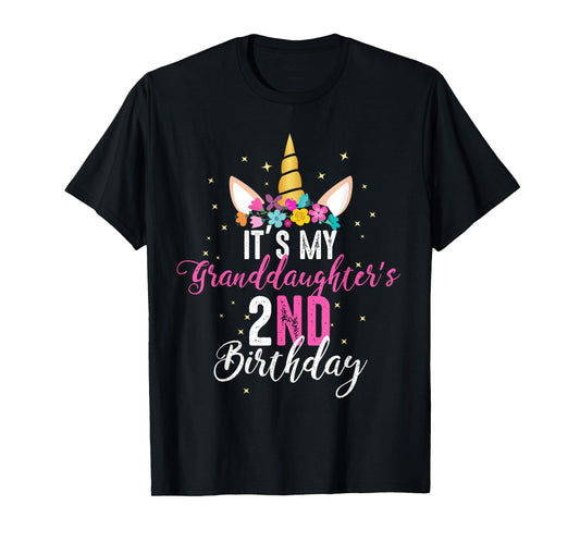 Its My Granddaughters 2nd Birthay Girl Unicorn Birthday T-Shirt