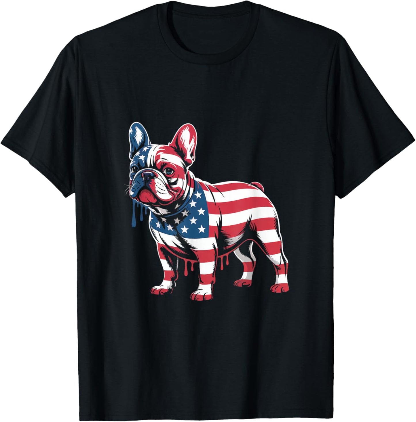 French Bulldog American USA Flag Ice Cream Drip 4th of July T-Shirt