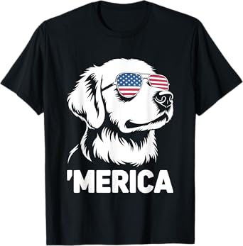 Golden Retriever 4th Of July Merica T-Shirt