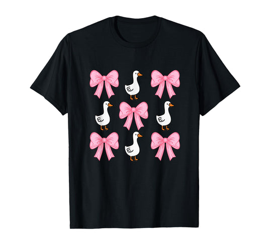Cute Coquette Bow Goose Duck Fall Halloween Girl Women Gift T-Shirt
