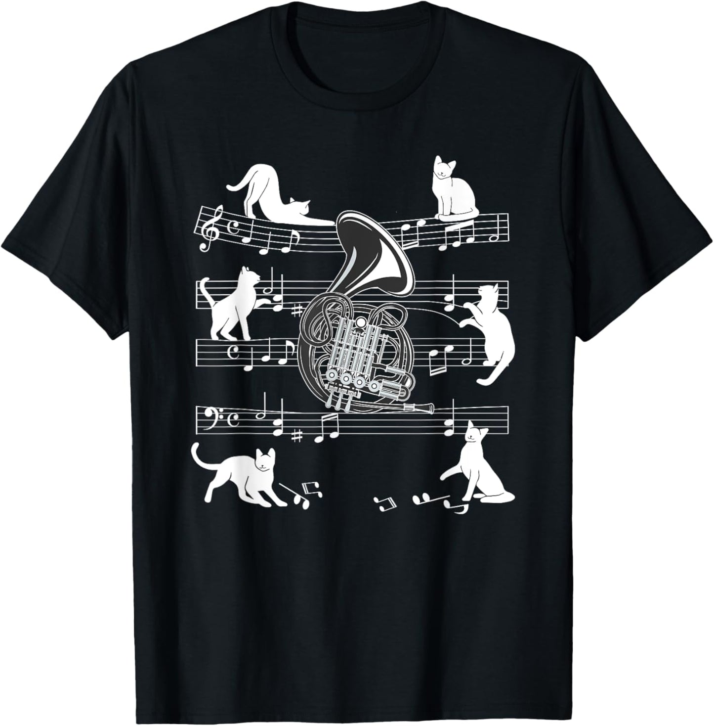 Horn Player Cats for Cat loving French Horn player T-Shirt