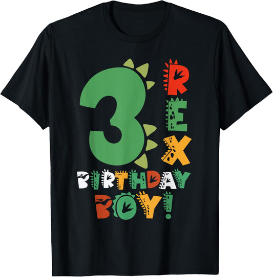 3 Rex Birthday Boy Dinosaur Party Outfit Youth Kids T-Shirt