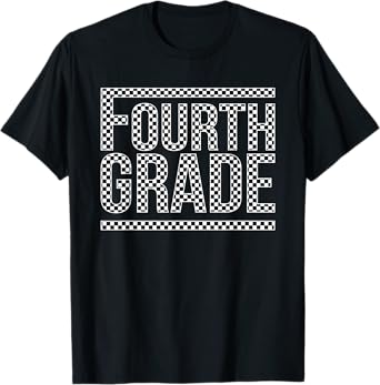 Checkered Fourth Grade Teacher Team Crew Back To School T-Shirt for Men Women Girls Kids