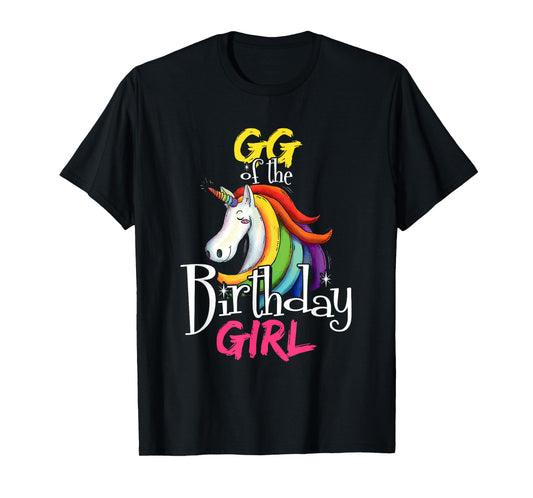 Gg Of The Birthday Girl Cute Floral Unicorn Face Gift T-Shirt