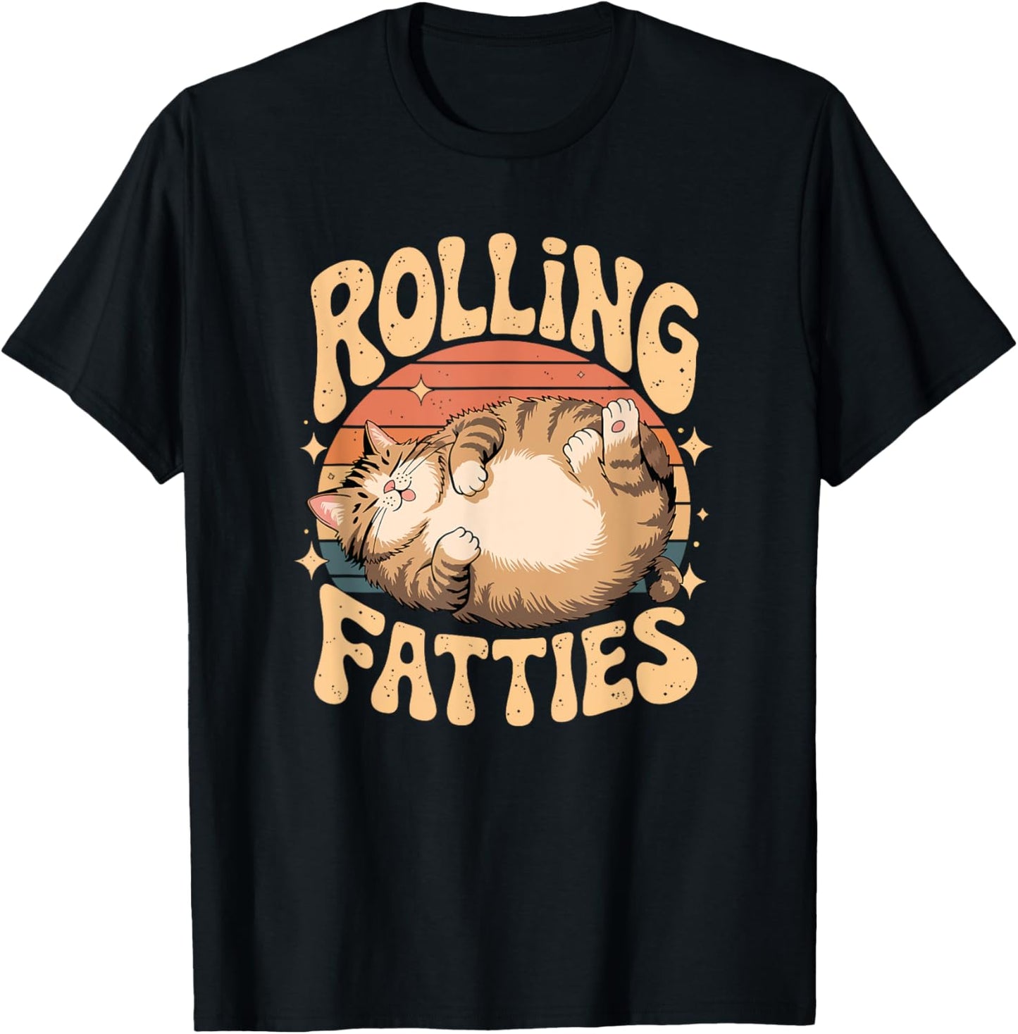 Rolling Fatties Retro Cat Humor Design T-Shirt