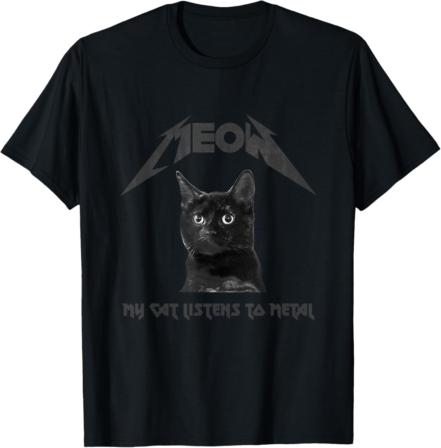 Heavy Metal Cat: My Cat Listens To Metal - Black Cat T-Shirt