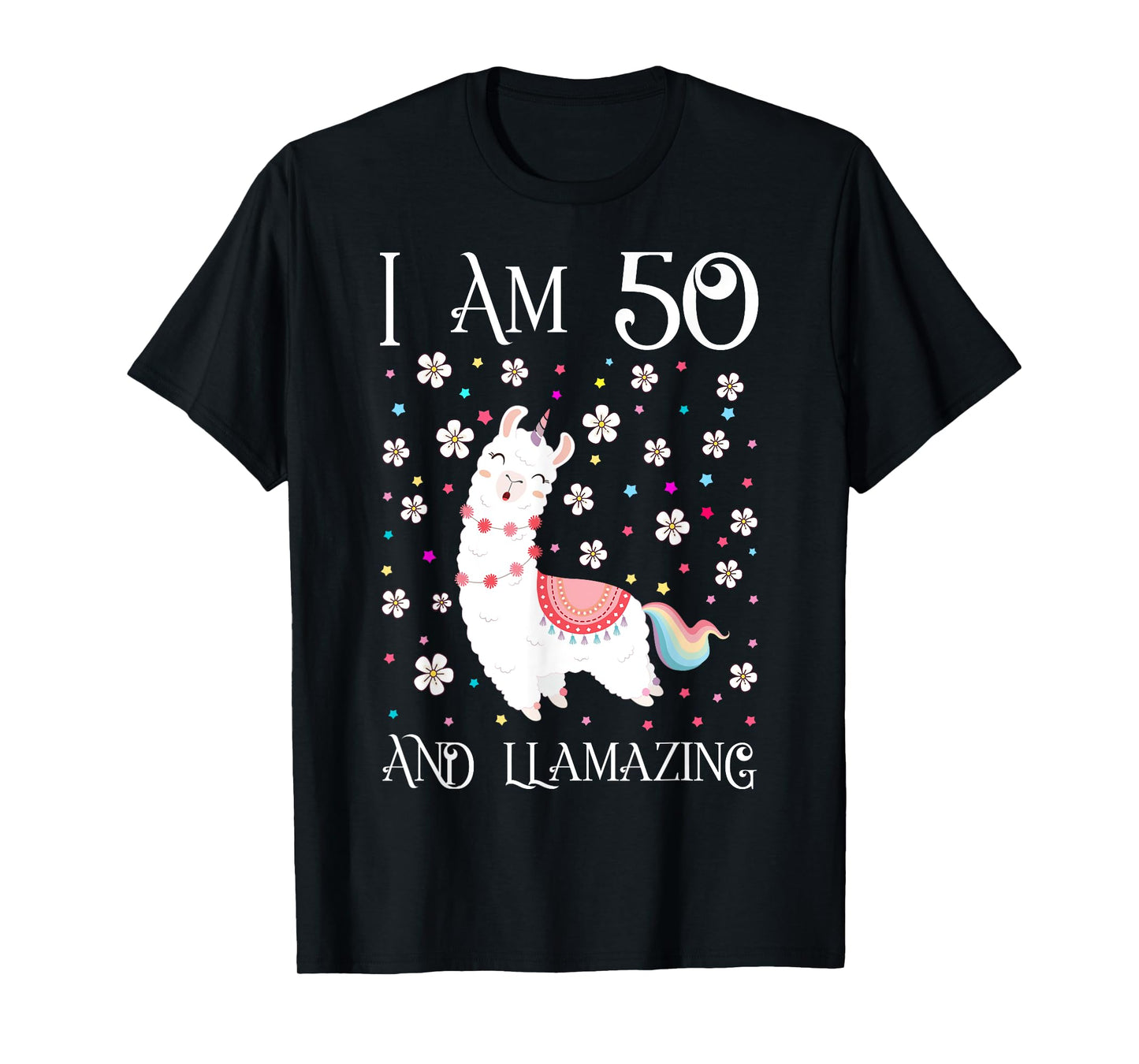 I am 50 Years Old Llamazing Cute Llama 50th Girl Birthday T-Shirt
