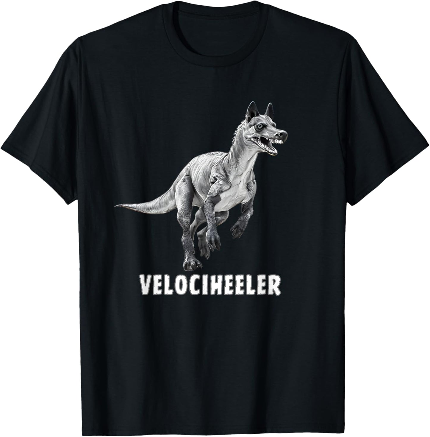 Velociraptor Australian cattle dog, red blue heeler dinosaur T-Shirt