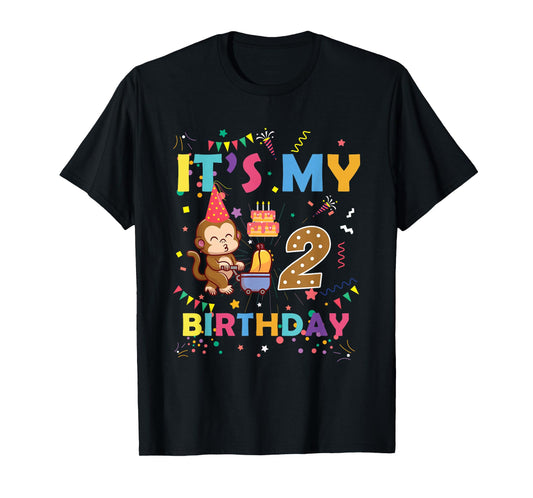 It's My 2nd Birthday Monkey 2 Year Old Boys Girls Kids T-Shirt