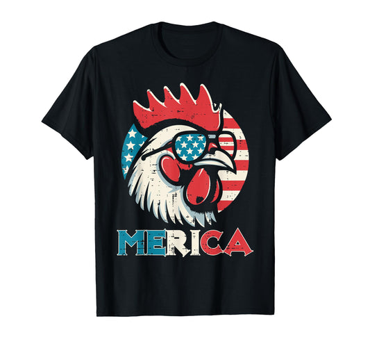 4th Of July Chicken Merica USA Flag Patriot Men Women Kids T-Shirt