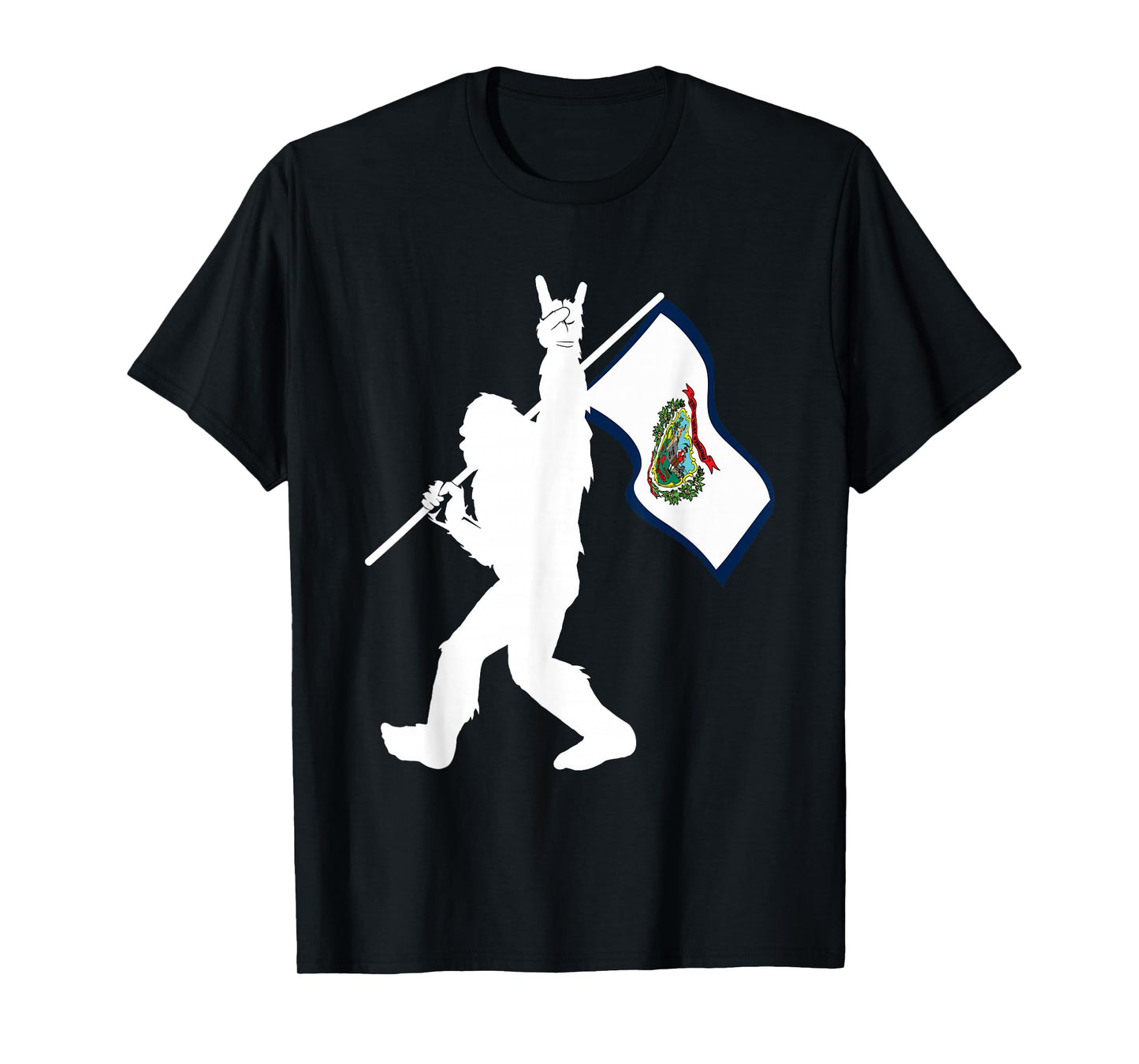 Vintage State of West Virginia Flag Bigfoot Rock On Believer T-Shirt