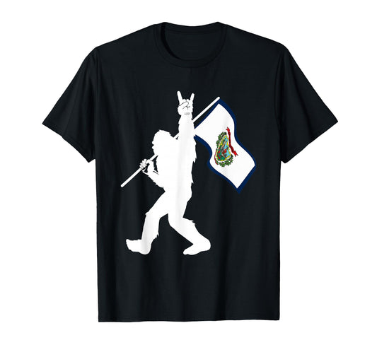 Vintage State of West Virginia Flag Bigfoot Rock On Believer T-Shirt