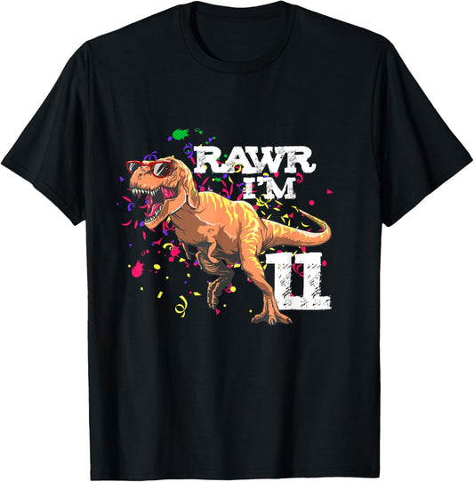 11 Years Old Birthday Boy Dinosaur T-Rex Gift, 11th BDay T-Shirt