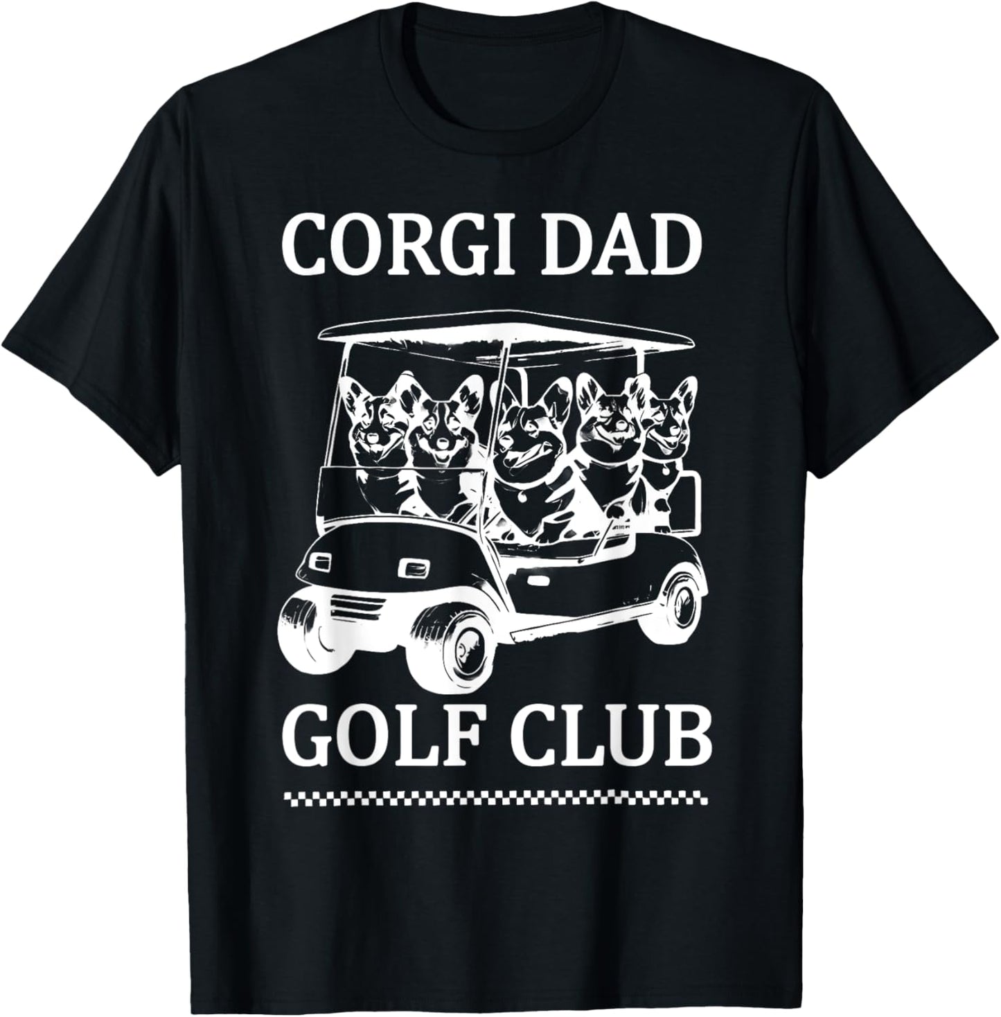 Retro Corgi Dad Golf Club Cute Dog Swinging Golf Fathers Day T-Shirt