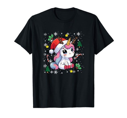 Christmas Unicorn Cute Magical Xmas Toddler Girls Kids Women T-Shirt