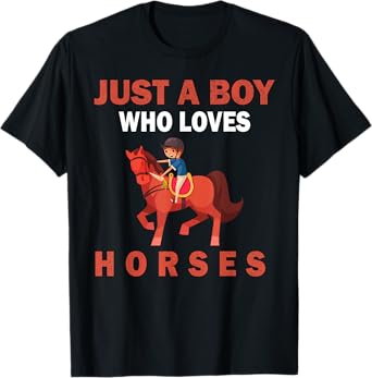 Cute Just A Boy Who Loves Horses Animals men and boys T-Shirt