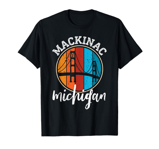 Retro Mackinac Bridge Mackinaw Vintage Michigan Souvenir T-Shirt
