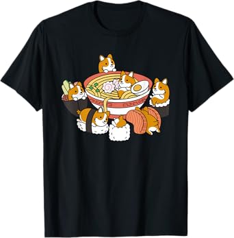 Ramen Sushi Corgi Dog T-Shirt