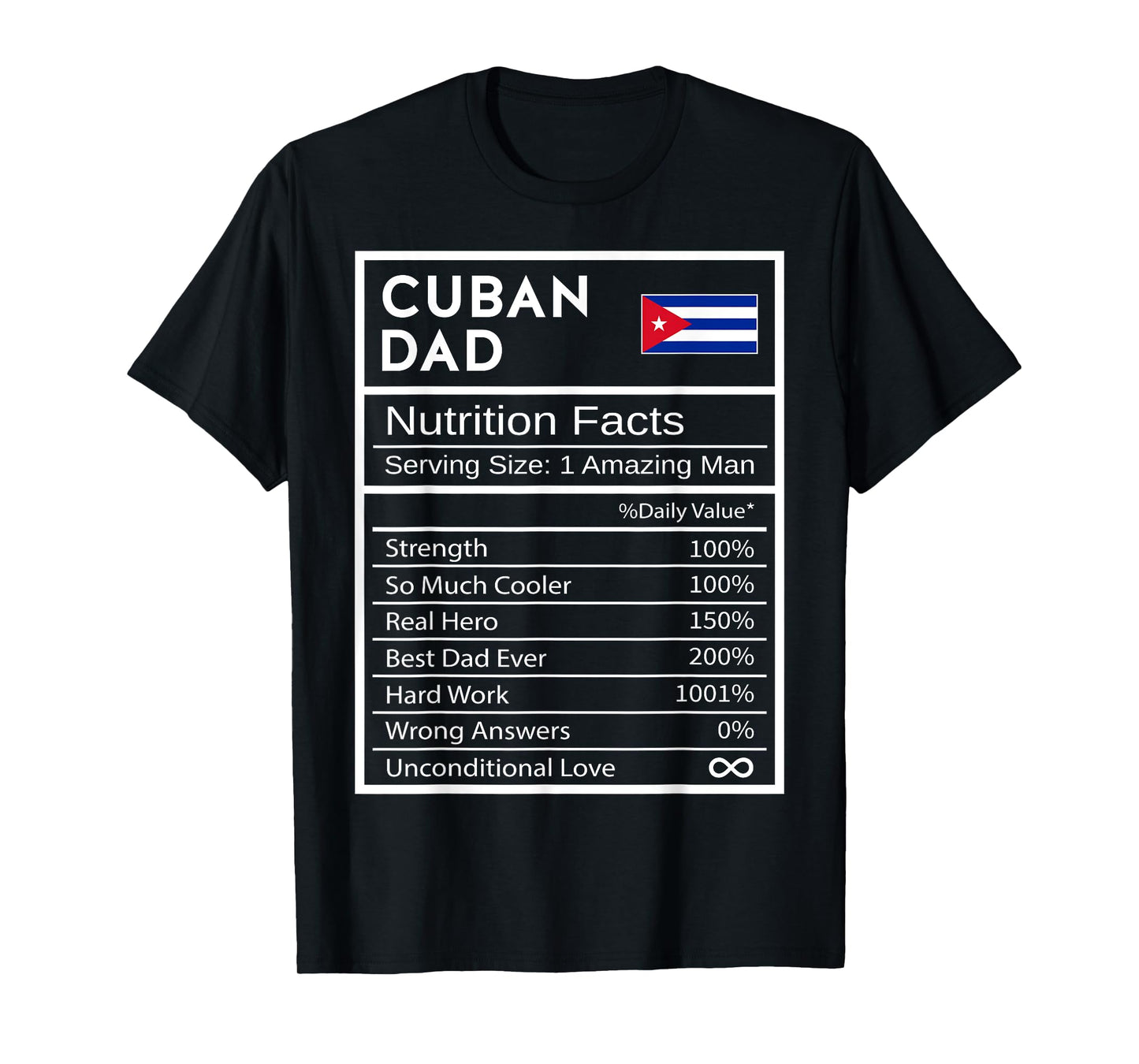 Cuban Dad Nutrition Facts National Pride Gift For Dad T-Shirt