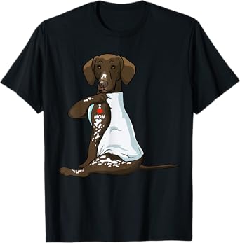 I Love Mom Tattoo German Shorthaired Pointer Mom Dog Women T-Shirt
