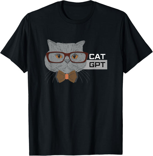 Cat GPT Working Ai Cat Tee, Funny Geek Cat Lovers & Chat GPT T-Shirt