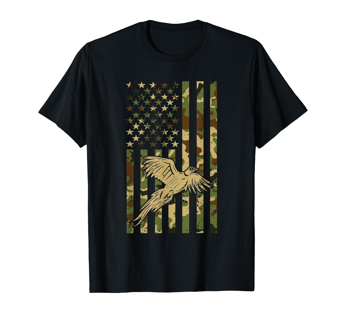 Pheasant Hunting Bird Hunter Hunting American Flag Camo Women Men T-Shirt