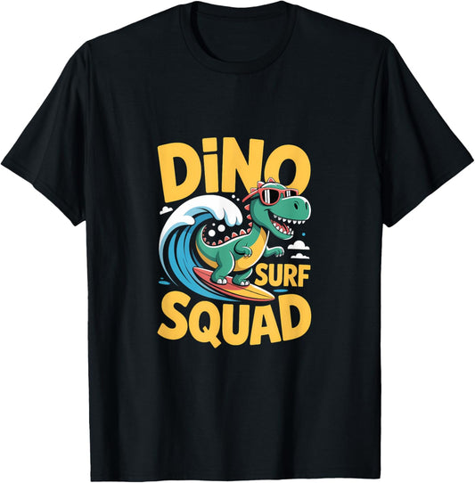 Dino Surf Squad – Funny Surfing Dinosaur Summer Vibes T-Shirt