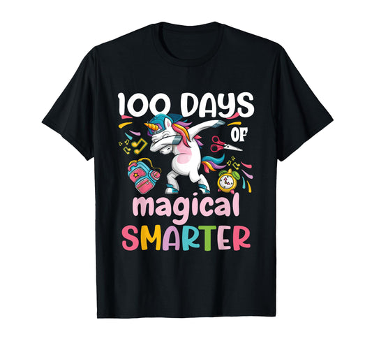 100th Day of School Unicorn 100 Days Smarter Kindergarten T-Shirt