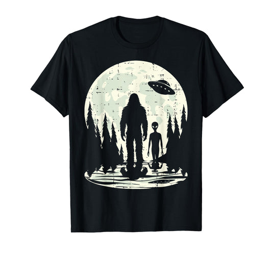 Alien Bigfoot Ufo Moon Funny Sasquatch Men Women Boys Kids T-Shirt