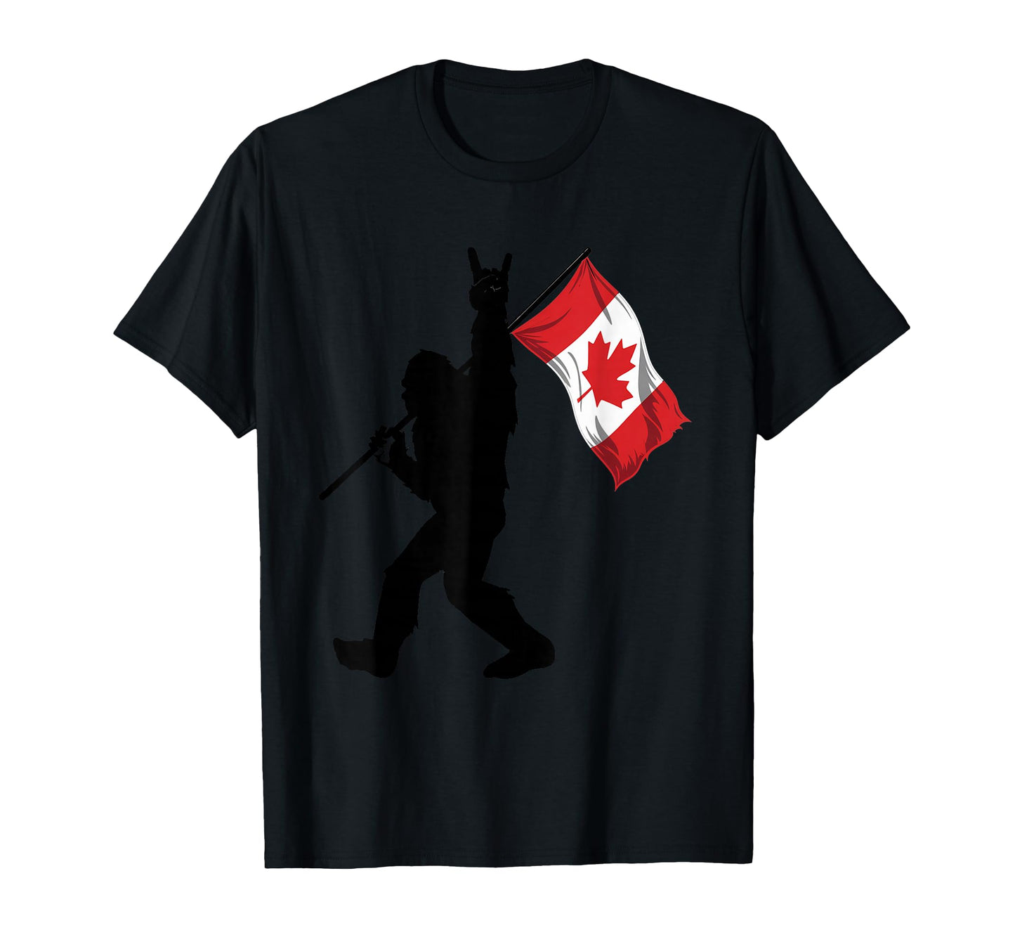 Vintage Canadian Flag BigFoot Rock'N Roll Funny Canada Day T-Shirt