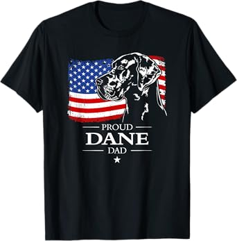 Proud Great Dane Dad American Flag patriotic giant dog T-Shirt