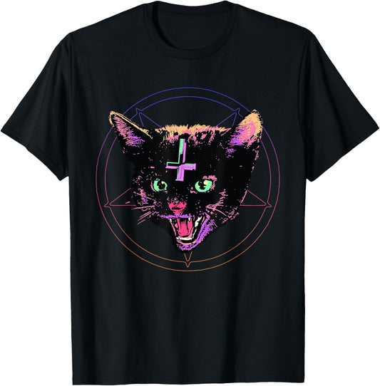 Goth Evil Cat T Shirt Lucipurr Kitten Cult Satanic Cat Lover T-Shirt