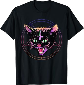 Goth Evil Cat T Shirt Lucipurr Kitten Cult Satanic Cat Lover Men Women T-Shirt