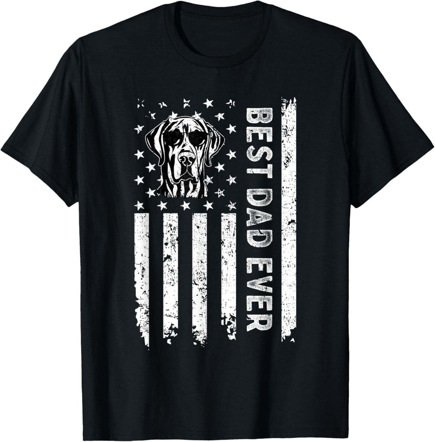 Best Great Dane Dog Dad Ever Fathers Day USA Flag T-Shirt