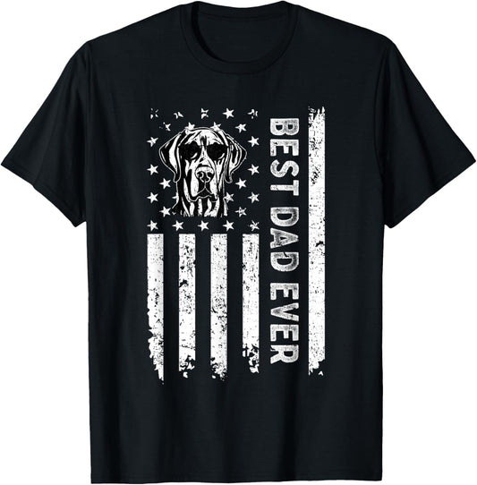 Best Great Dane Dog Dad Ever Fathers Day USA Flag T-Shirt