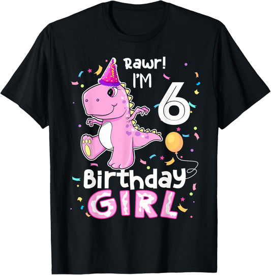 6 Year Old Dinosaur Birthday 6th T Rex Dino Six Saurus T-Shirt