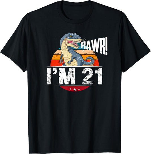21st Birthday Dinosaur T Shirt 21 Years Old Party Gift Idea T-Shirt