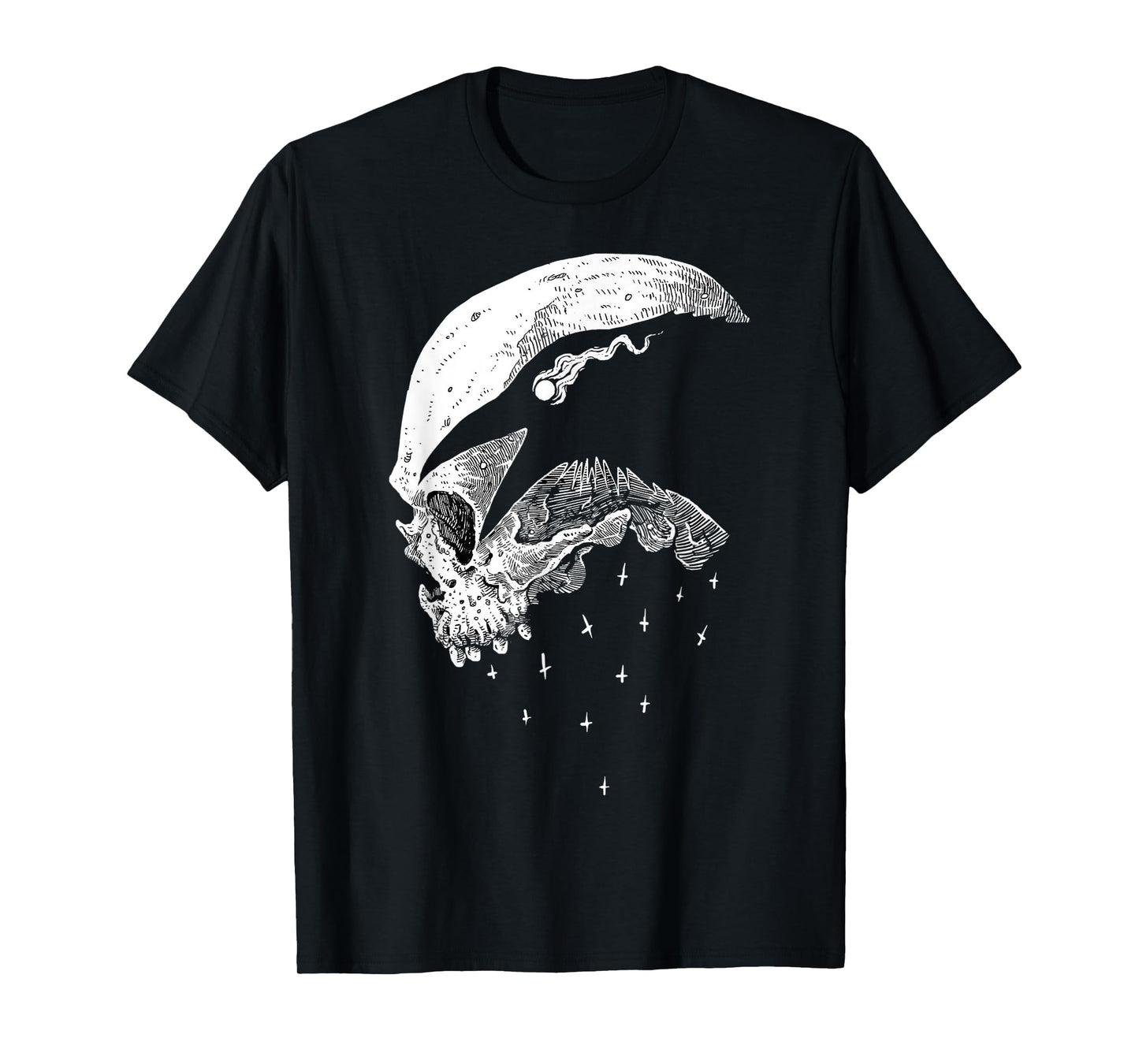 Raven Skull Viking Norse Occult Gothic Pagan Moon Norse Goth T-Shirt