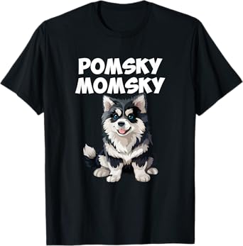 Pomsky Momsky dog T-Shirt for Men Women Girls Kids
