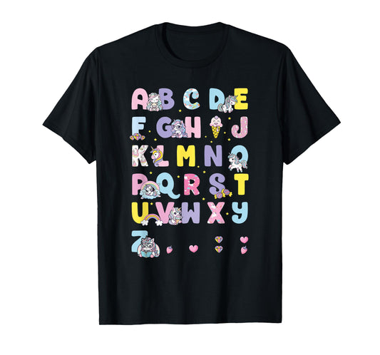 Cute Unicorn Alphabet Unicorn Girls T-Shirt