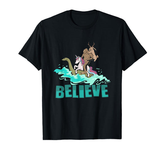 Cryptozoology Cryptid Bigfoot Unicorn Loch Ness Jackalope T-Shirt