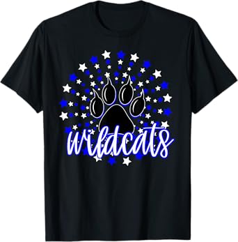 Wildcats School Spirit Blue Wildcat Pride Elementary Teacher T-Shirt