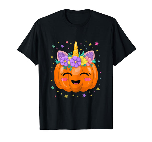 Unicorn Pumpkin Girl Halloween Costume T-Shirt