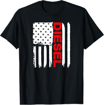 Diesel American Flag USA T Shirt Mechanic Trucker Gift Tee T-Shirt