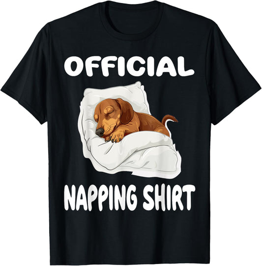 Dachshund Doxie Dog Pajamas Nightgown Official Napping T-Shirt