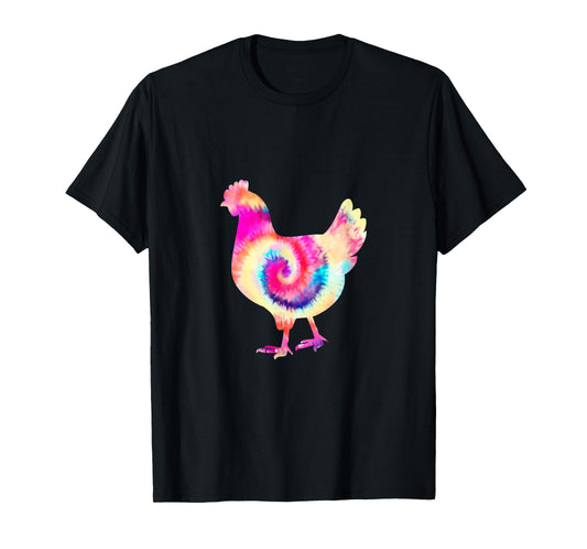 Retro Tie Dye Chicken Hen Peace Love Groovy Boho Reggae T-Shirt