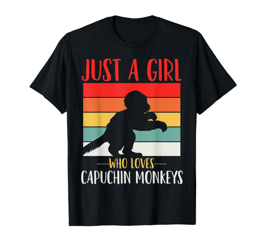 Just a Girl Who Loves Capuchin Monkeys Retro T-Shirt